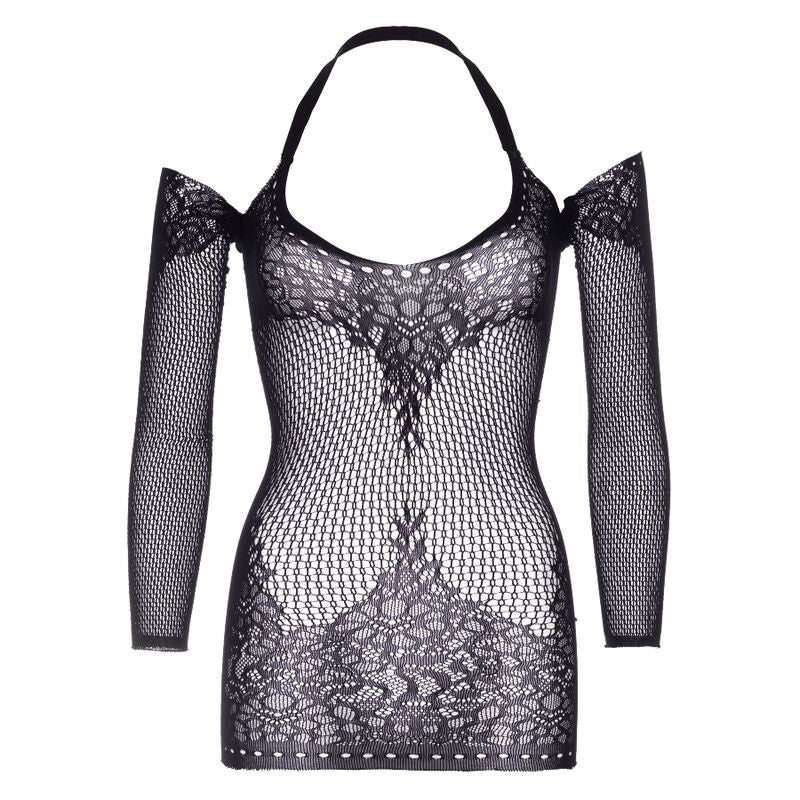 LEG AVENUE - TWIST HALTER LACE MINI KLEID EINHEITSGRÖSSE