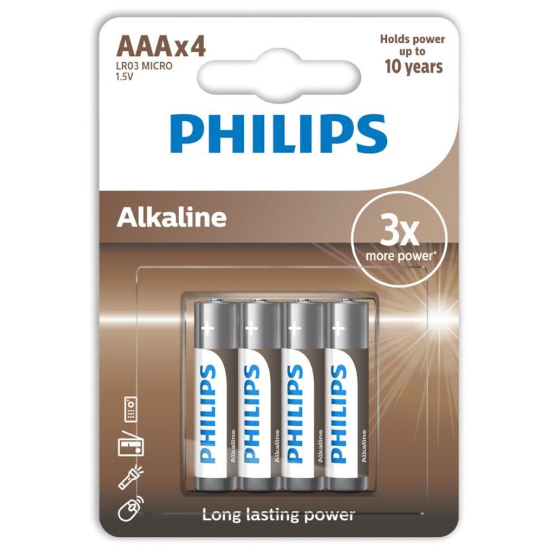 PHILIPS - ALKALISCHE BATTERIE AAA LR03, 4ER-PACK