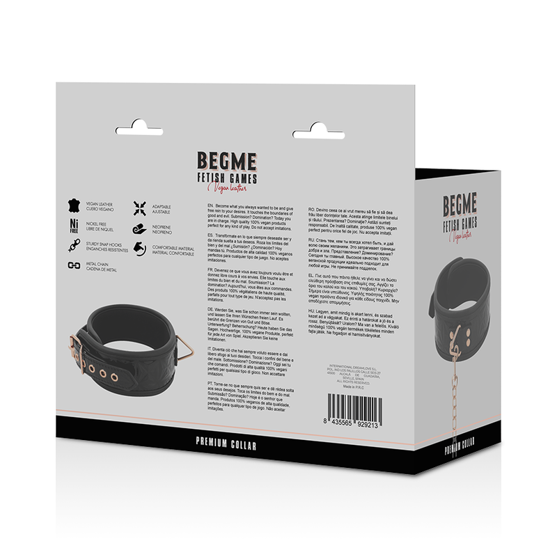 BEGME - BLACK EDITION HALSBAND AUS PREMIUM-VEGANEM LEDER MIT NEOPRENFUTTER