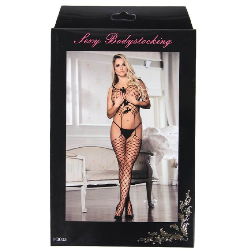 QUEEN LINGERIE - BODYSTOCKING A RETE CON LACCI S/L