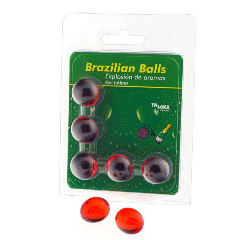 TALOKA - 5 BRASILIANISCHE KUGELN ERDBEEREN & CHAMPAGNER INTIMGEL