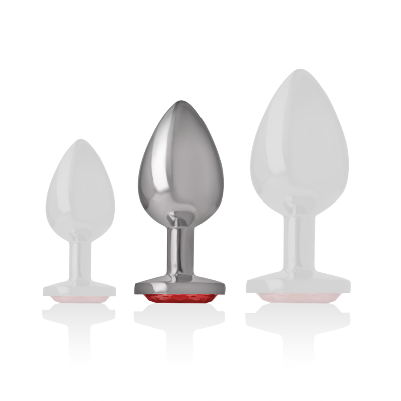 INTENSE - METALL-ANALPLUG MIT ROTEM KRISTALL GRÖSSE M