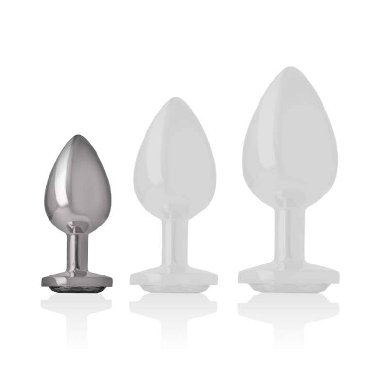 INTENSE - ALUMINIUM-METALL-ANALPLUG MIT SCHWARZEM KRISTALL GRÖSSE S