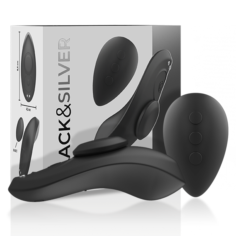 BLACK&SILVER - PRESTON VIBRATORE IN SILICONE RICARICABILE PANTIE NERO