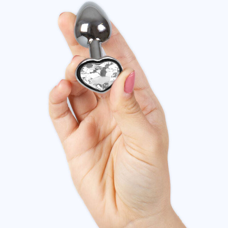 SECRETPLAY - METALL-BUTT-PLUG, KLARER KRISTALLHERZ, KLEINE GRÖSSE 7 CM