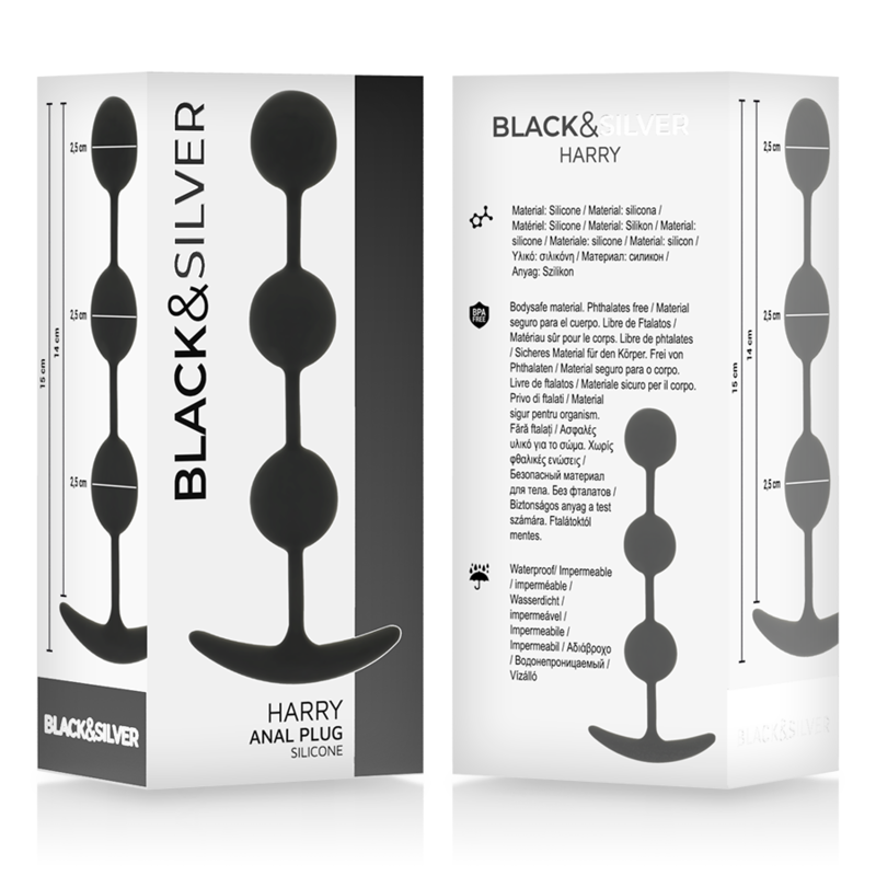 BLACK&SILVER - HARRY ANAL ROSENKRANZ 3 SILIKONKUGELN 14 CM
