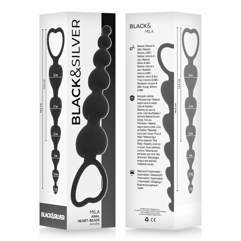 BLACK&SILVER - MILA ANALKETTE MIT HERZEN 18 CM
