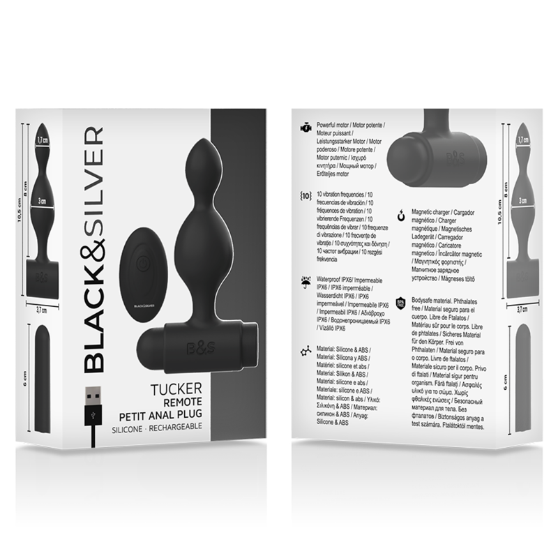 BLACK&SILVER - TUCKER KLEINER ANALSTECKER AUS SILIKON MIT FERNBEDIENUNG