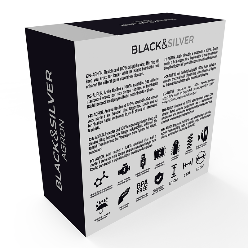 BLACK&SILVER - AGRON ANELLO PER IL PENE CON TELECOMANDO WATCHME