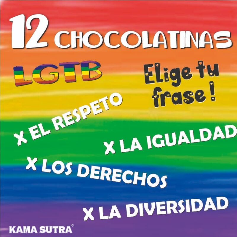 PRIDE - SCATOLA DA 12 BARRETTE DI CIOCCOLATO CON BANDIERA LGBT