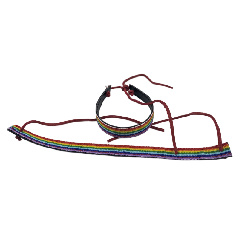 BRACCIALETTO IN PELLE NERA CON BANDIERA LGBT PRIDE