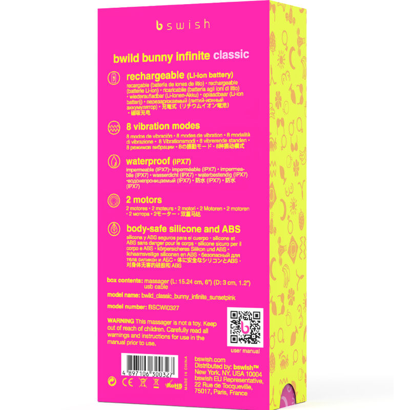 B SWISH - BWILD BUNNY INFINITE CLASSIC WIEDERAUFLADBARER VIBRATOR AUS ROSA SILIKON