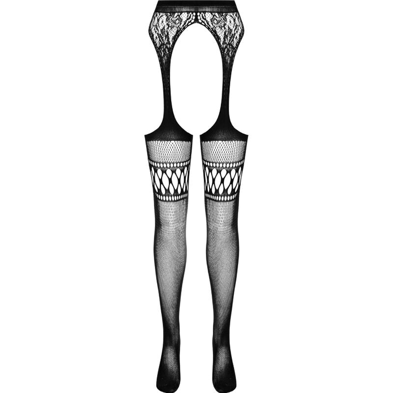 PASSION - S026 SCHWARZE STRUMPFHOSE MIT STRUMPFBAND EINE GRÖSSE