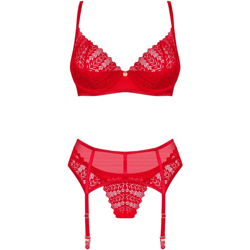 OBSESSIVE - INGRIDIA SET ZWEITEILIG, OBERTEIL UNTEN, ROT, XL/XXL