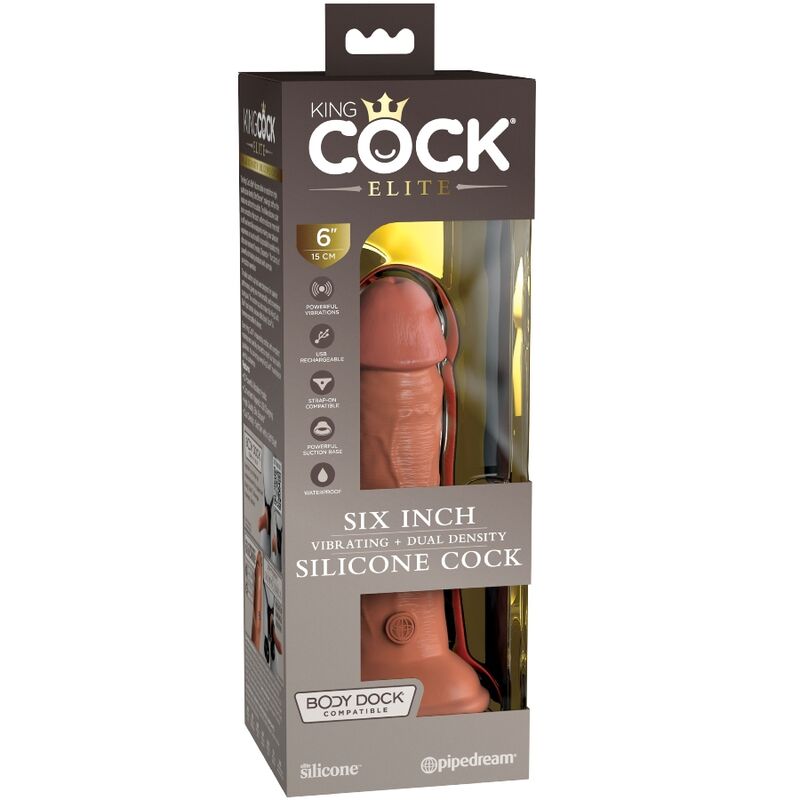 KING COCK - ELITE REALISTICO DILDO VIBRANTE E SILICONE 15,2 CM CARAMELLO