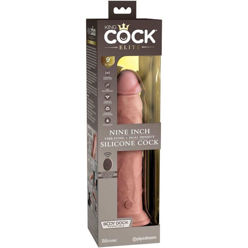 KING COCK - ELITE REALISTISCHER DILDO-VIBRATOR & SILIKON-FERNBEDIENUNG 23 CM