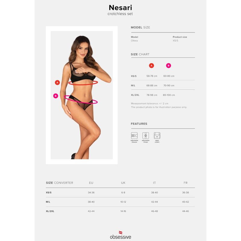 OBSESSIVE - NESARI SET ZWEITEILIG, SCHWARZ M/L