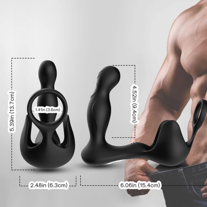 ARMONY - VIBRATORE SURROUND ANALE & STIMOLATORE TESTICOLI & ANELLO TELECOMANDO NERO