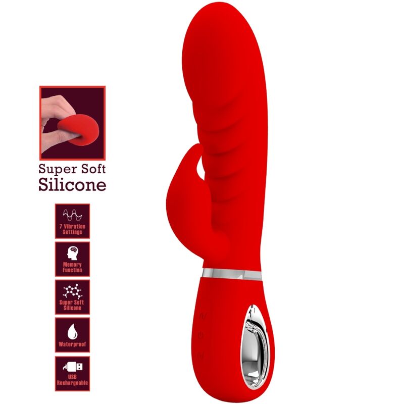 PRETTY LOVE - VIBRATORE MULTIFUNZIONE PUNTO G PRESCOTT ROSSO