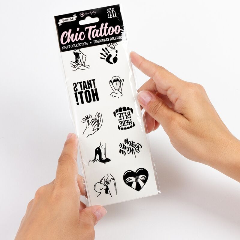 SECRET PLAY - SET MIT 10 TEMPORÄREN TATTOOS DER KINKY COLLECTION