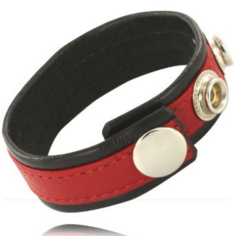 CORPO IN PELLE - CINTURINO IN PELLE REGOLABILE PER PENE ROSSO-NERO