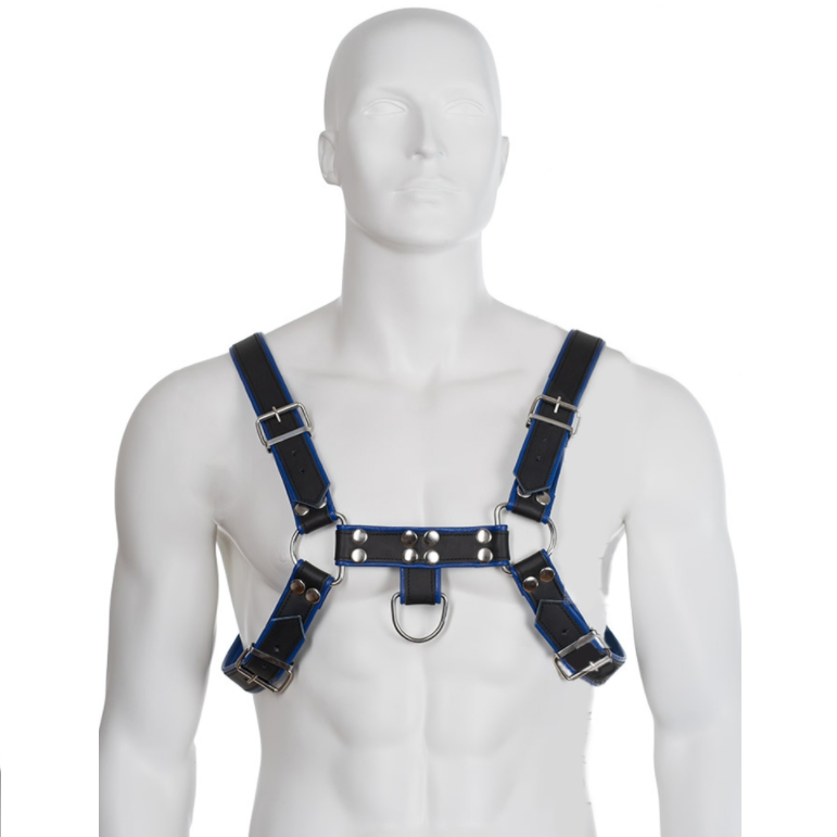 CORPO IN PELLE - IMBRACATURA IN PELLE BLU E NERA PER BULLDOG