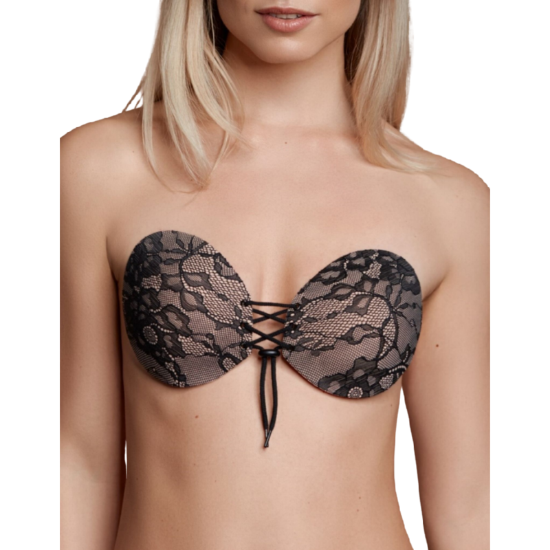 BYE-BRA - REGGISENO ADESIVO INTRECCIATO E RICAMO COPPA A