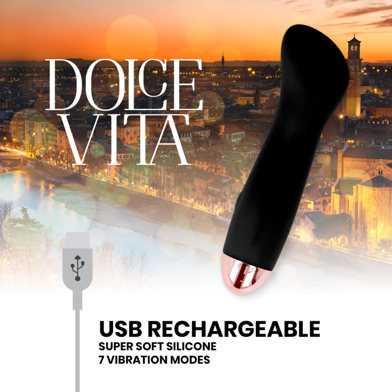 DOLCE VITA - VIBRATORE RICARICABILE ONE BLACK 7 VELOCITÀ