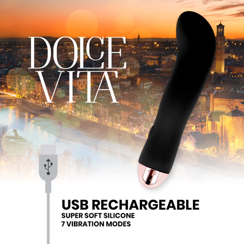 DOLCE VITA - WIEDERAUFLADBARER VIBRATOR ZWEI SCHWARZE 7 GESCHWINDIGKEITEN