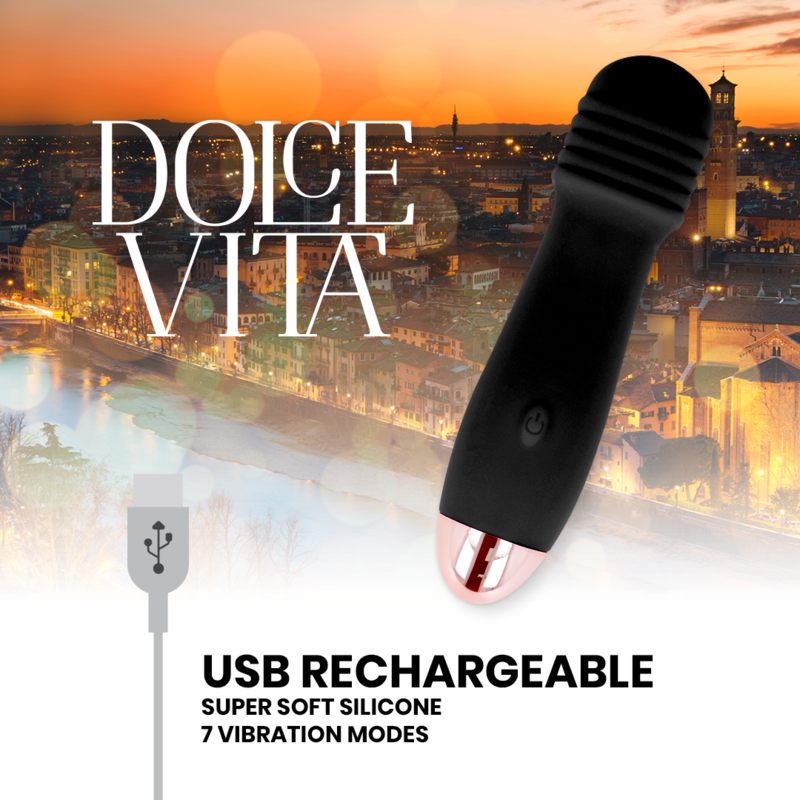 DOLCE VITA - WIEDERAUFLADBARER VIBRATOR DREI SCHWARZ 7 GESCHWINDIGKEITEN