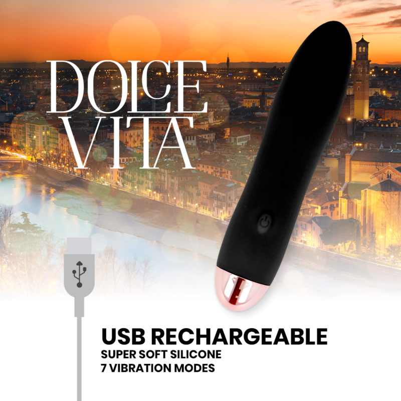 DOLCE VITA - WIEDERAUFLADBARER VIBRATOR VIER SCHWARZ 7 GESCHWINDIGKEITEN