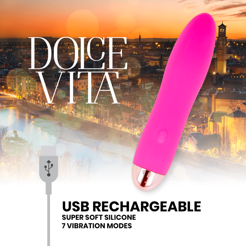 DOLCE VITA - VIBRATORE RICARICABILE FOUR ROSA 7 VELOCITÀ