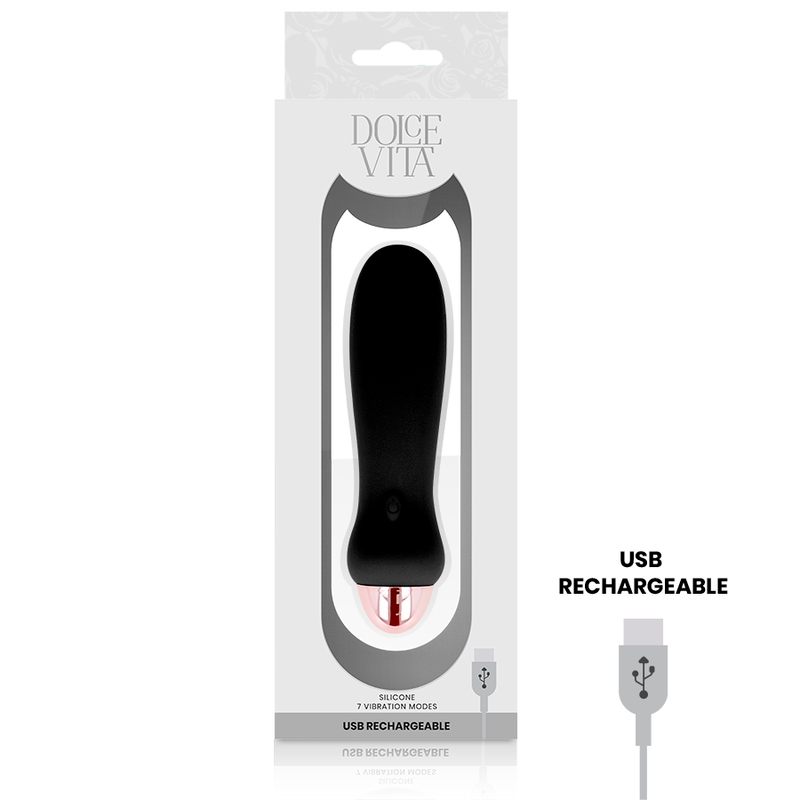 DOLCE VITA - WIEDERAUFLADBARER VIBRATOR FÜNF SCHWARZ 7 GESCHWINDIGKEITEN