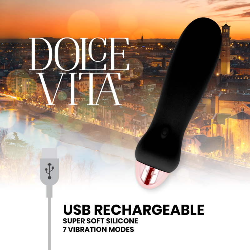 DOLCE VITA - WIEDERAUFLADBARER VIBRATOR FÜNF SCHWARZ 7 GESCHWINDIGKEITEN