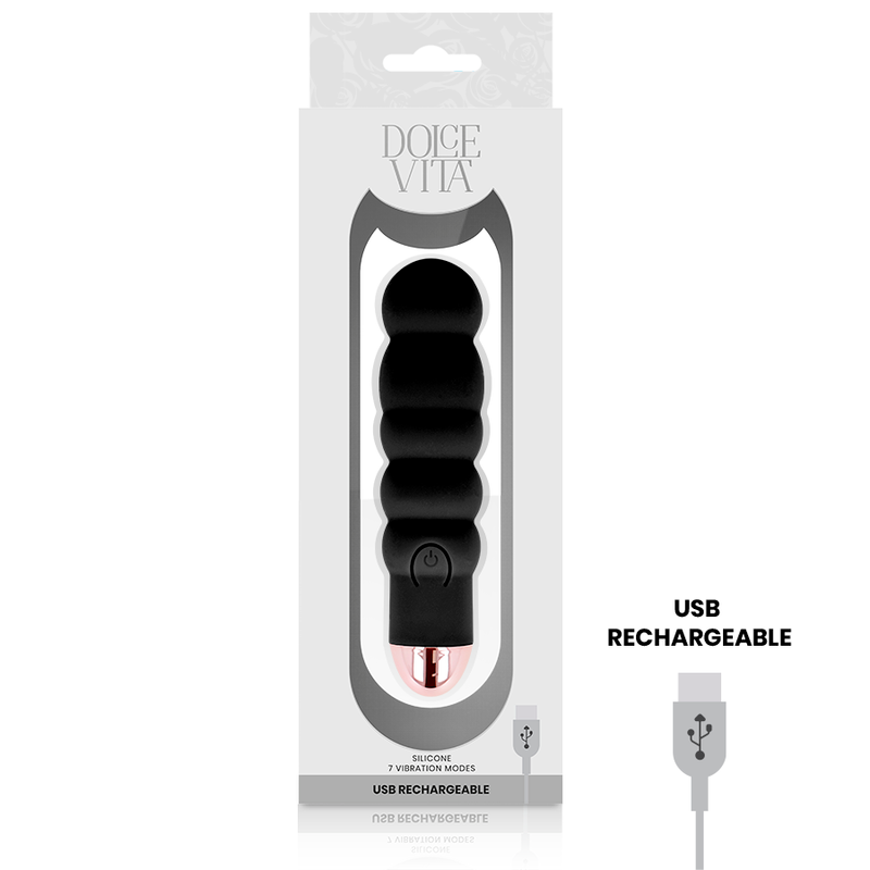 DOLCE VITA - WIEDERAUFLADBARER VIBRATOR SIX BLACK 7 GESCHWINDIGKEITEN