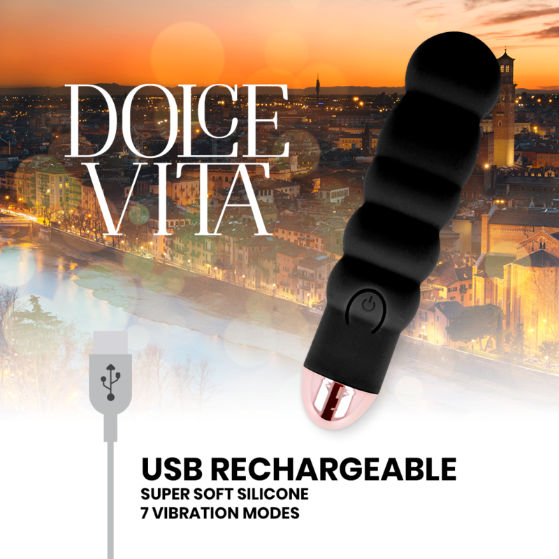 DOLCE VITA - VIBRATORE RICARICABILE SIX NERO 7 VELOCITÀ