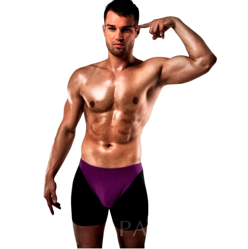 PASSION - BOXER 009 LILAC/BLACK EROTIC LINGERIE S/M