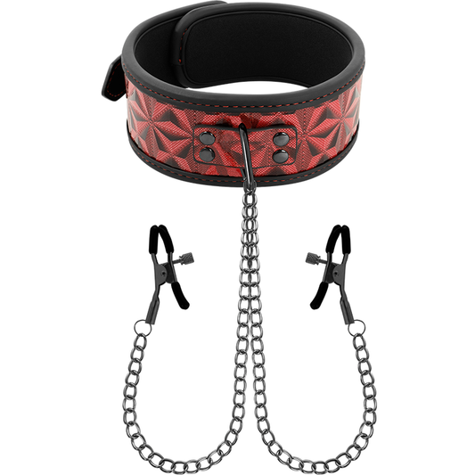 BEGME - RED EDITION HALSBAND MIT BRUSTKLAMMERN MIT NEOPRENFUTTER