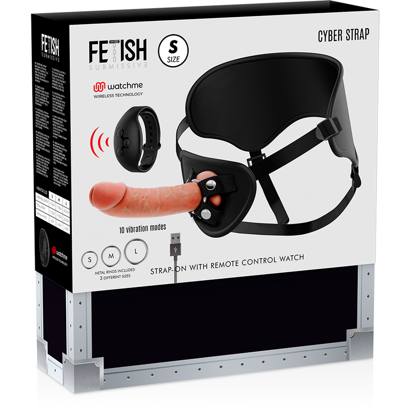 FETISCH SUBMISSIVE CYBER STRAP - HARNESS MIT FERNBEDIENUNG DILDO WATCHME S TECHNOLOGIE