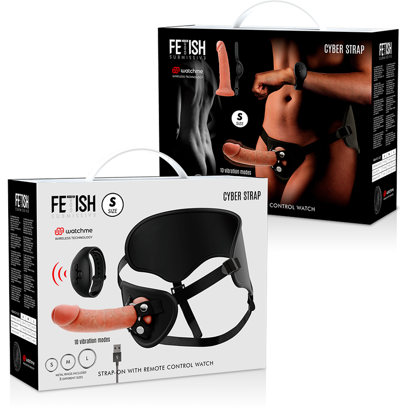 FETISCH SUBMISSIVE CYBER STRAP - HARNESS MIT FERNBEDIENUNG DILDO WATCHME S TECHNOLOGIE