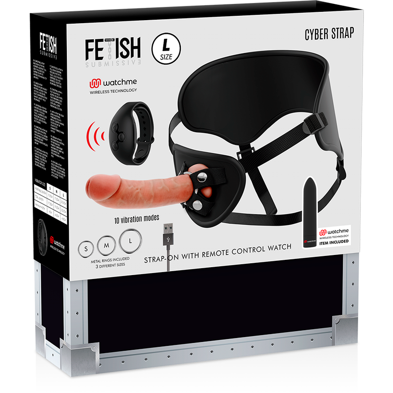 FETISH SUBMISSIVE CYBER STRAP - IMBRACATURA CON DILDO E PROIETTILE TELECOMANDO WATCHME L TECHNOLOGY