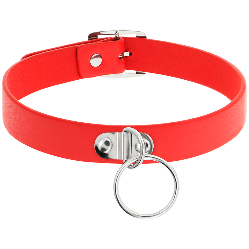 COQUETTE CHIC DESIRE - ROTE HALSKETTE AUS VEGANEM LEDER FÜR FRAUEN, FETISCH-ACCESSOIRE