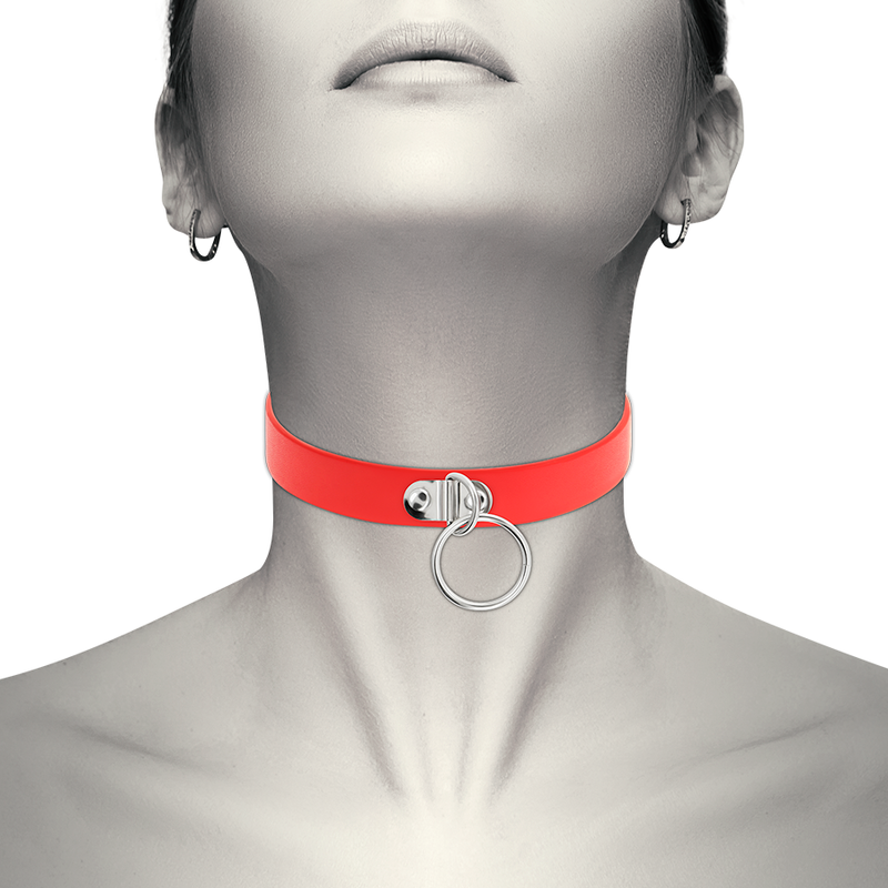 COQUETTE CHIC DESIRE - ROTE HALSKETTE AUS VEGANEM LEDER FÜR FRAUEN, FETISCH-ACCESSOIRE