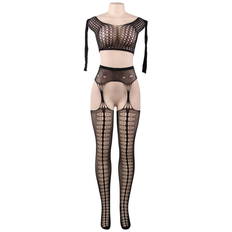 QUEEN LINGERIE - BODYSTOCKING TOP LONG SLEEVE S/L