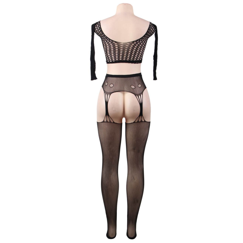 QUEEN LINGERIE - BODYSTOCKING TOP MANICA LUNGA S/L