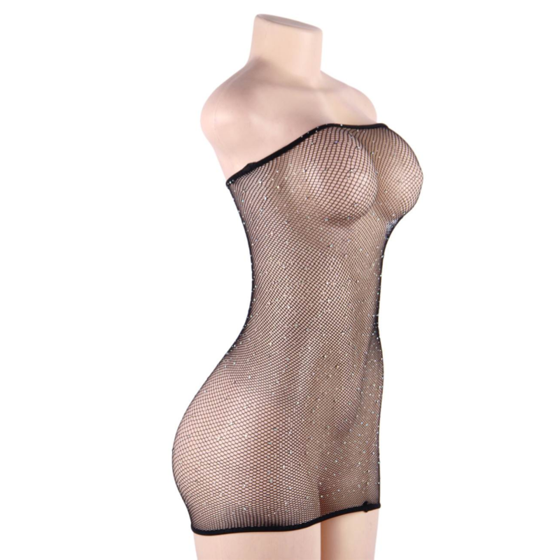 QUEEN LINGERIE - NETZKLEID MIT DIAMANTEN S/L