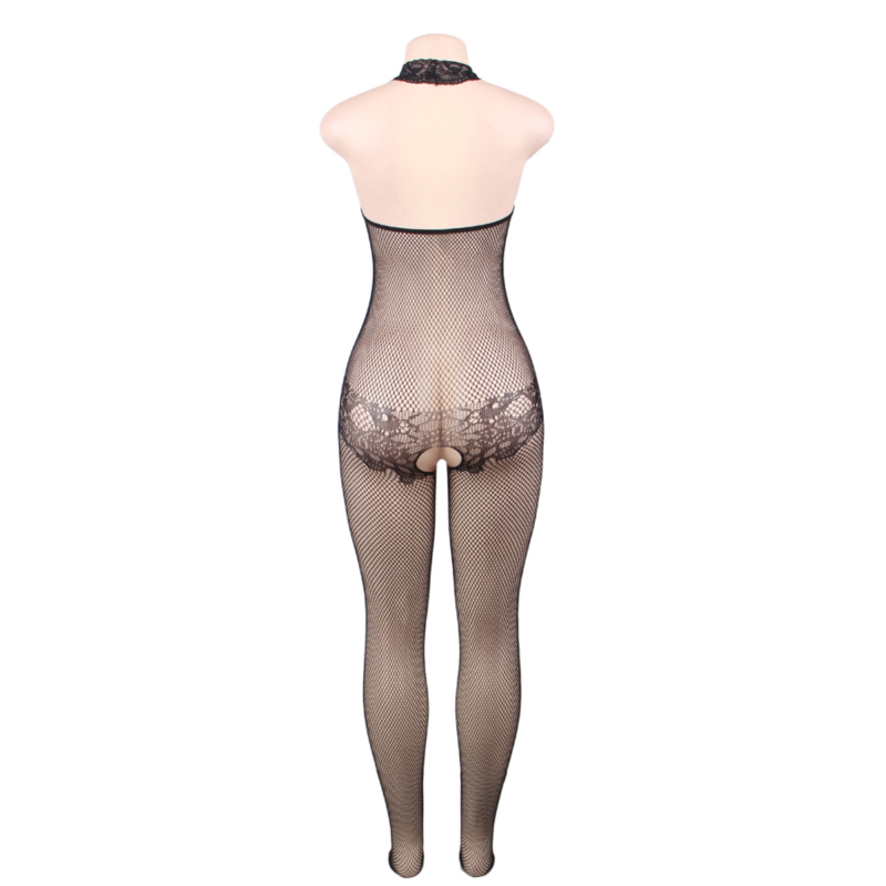 QUEEN LINGERIE - BODYSTOCKING CON APERTURA E PIZZO FLOREALE S/L