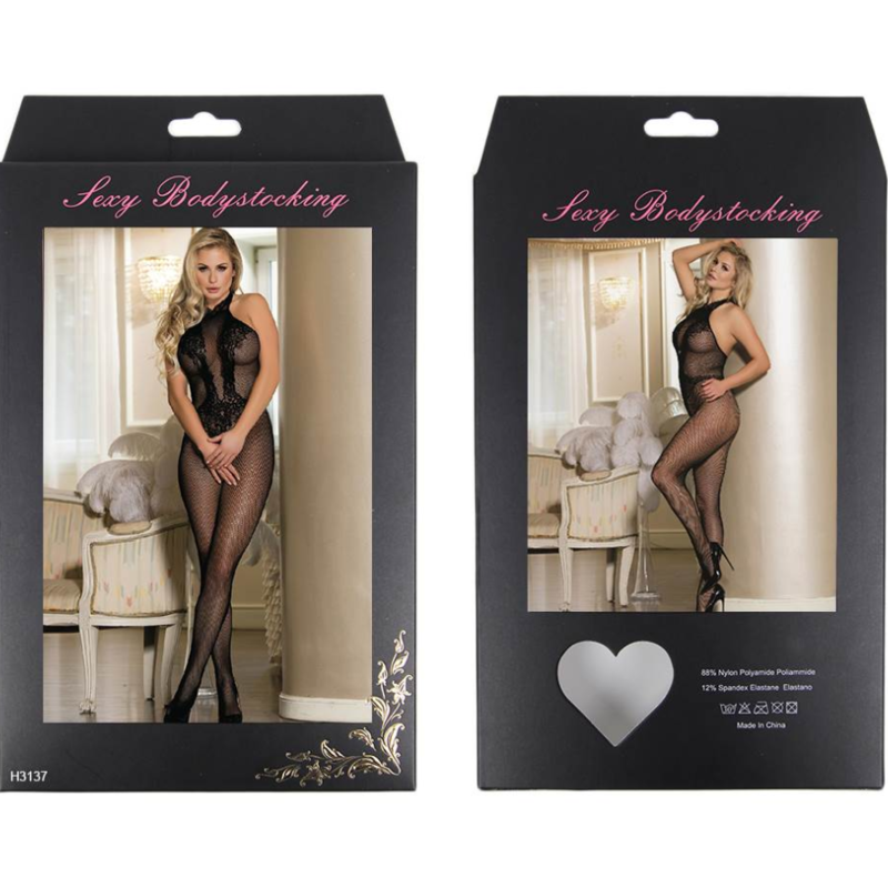 QUEEN LINGERIE - BODYSTOCKING CON APERTURA E PIZZO FLOREALE S/L