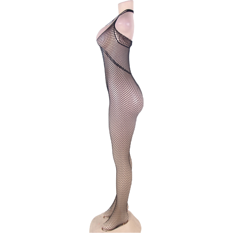 QUEEN LINGERIE - HALTER NECK AND OPEN BACK BODYSTOCKING S/L