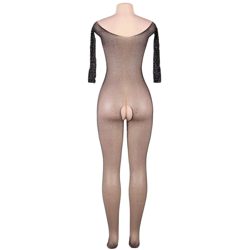 QUEEN LINGERIE - LONG SLEEVE BODYSTOCKING WITH DIAMONDS S/L